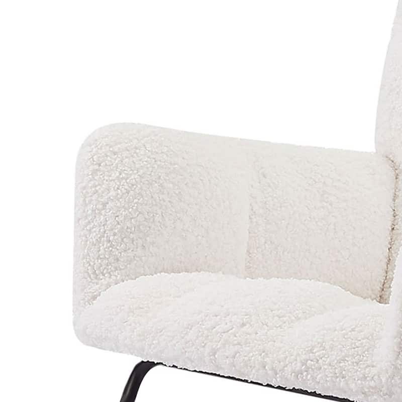 Rocking Chair Teddy Upholstered, Rocking Accent Chair Padded Seat, High Backrest Armchair Comfy, for Living Room Bedroom Offices