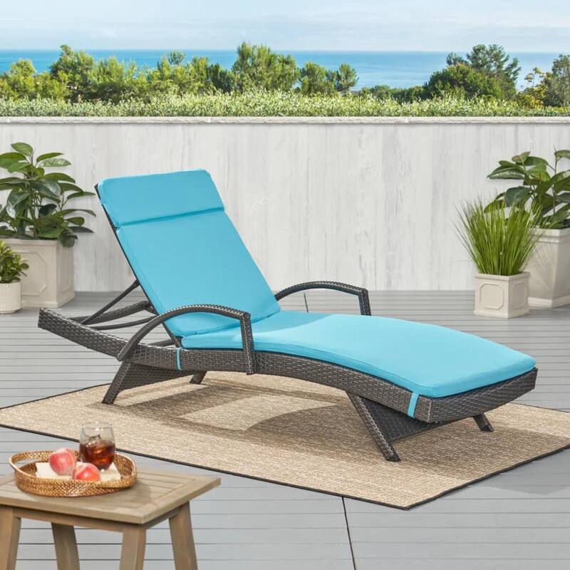 Roomfitters Salem Outdoor Chaise Lounge Cushion with Ties, Water Resistant, Patio Pad