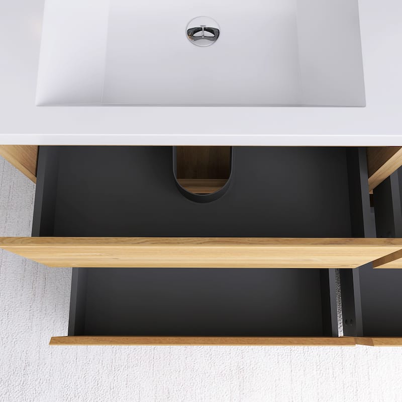 Freestanding Bathroom Vanity with Integrated Resin Top