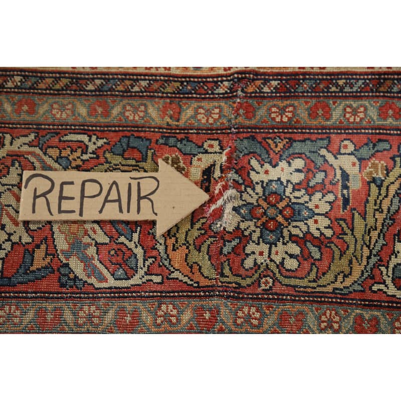 Hand Knotted Oriental 100% Wool Carpet Traditional Medallion Navy Blue & Blues Sarouk Area Rug - 11' 5'' X 8' 7''