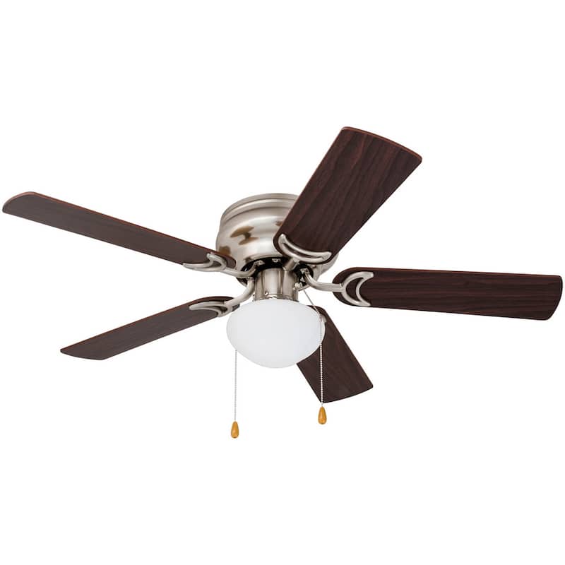 44" Prominence Home Alvina Satin Nickel Traditional Indoor LED Ceiling Fan with Light, Pull Chain