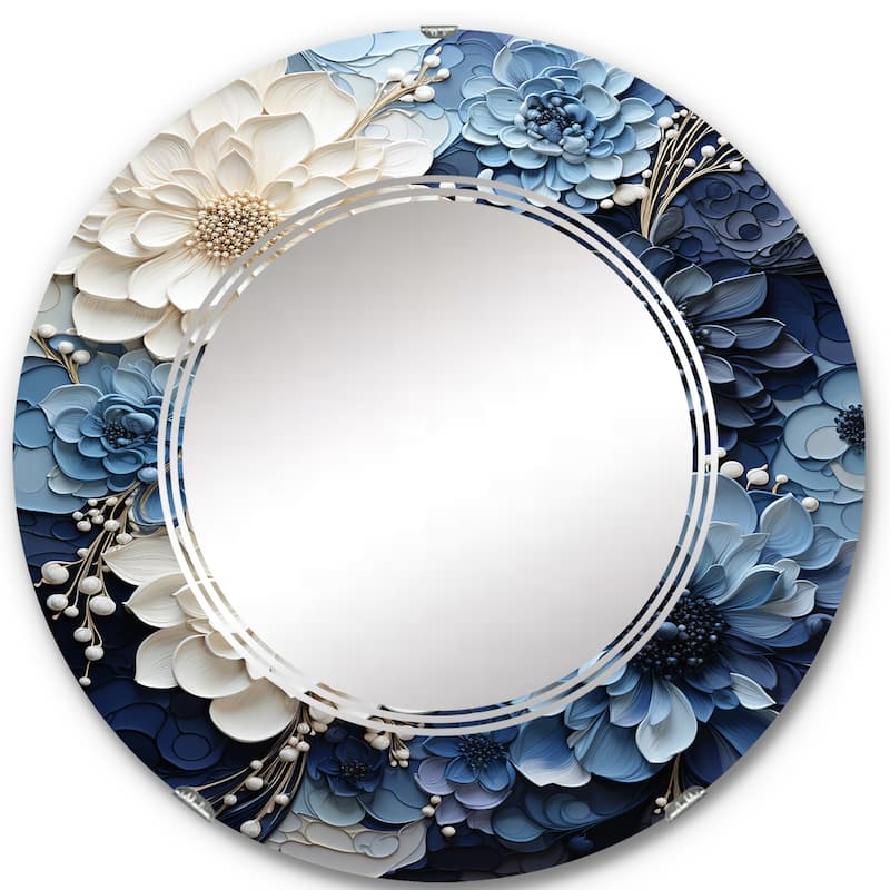 Designart "Liquid Ink Spiral I" Abstract Modern Wall Mirror