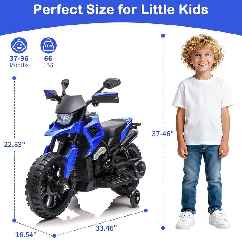 6v Motorcycle for Kids, Ride on Motorcycle with Traning Wheels for Best Kids Gift, Black
