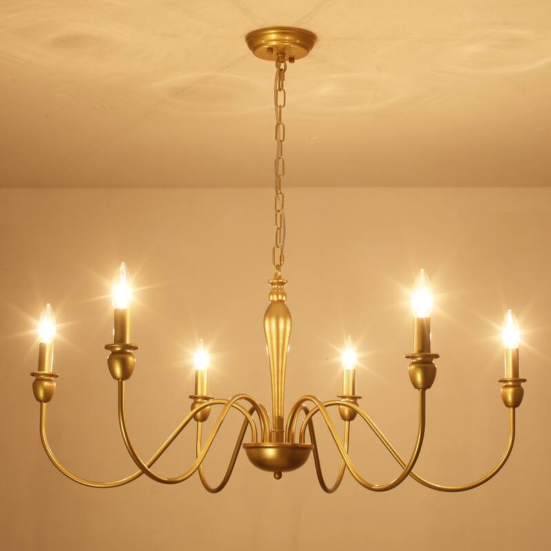 6-Light W36.2" x H74.8" Dimmable Chandelier Light for Kitchen Island Bedroom