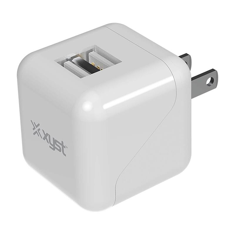 Xyst 2.4-Amp Dual USB Foldable Wall Charger - White