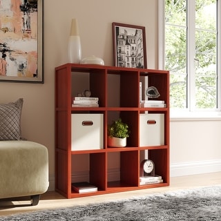 John Louis Home Solid Wood 9 Cube Storage Organizer Red Mahogany