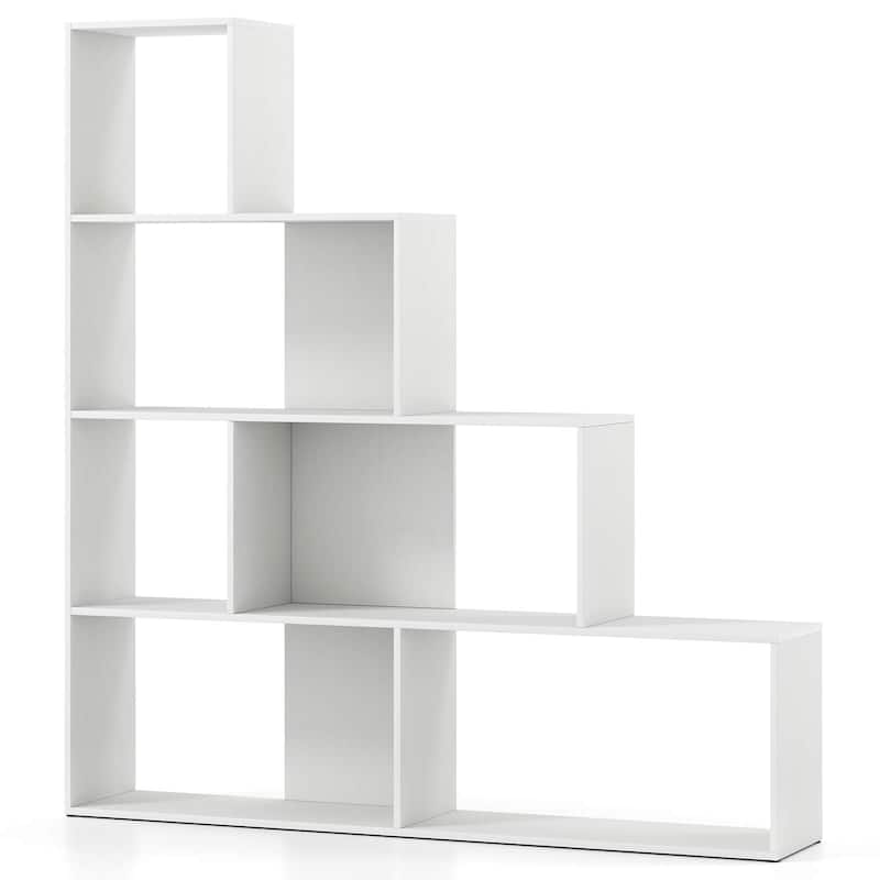 Costway 1/2 PCS 4-Tier Bookshelf with 6 Storage Cubes 64" Tall Modern - White - 1 PCS