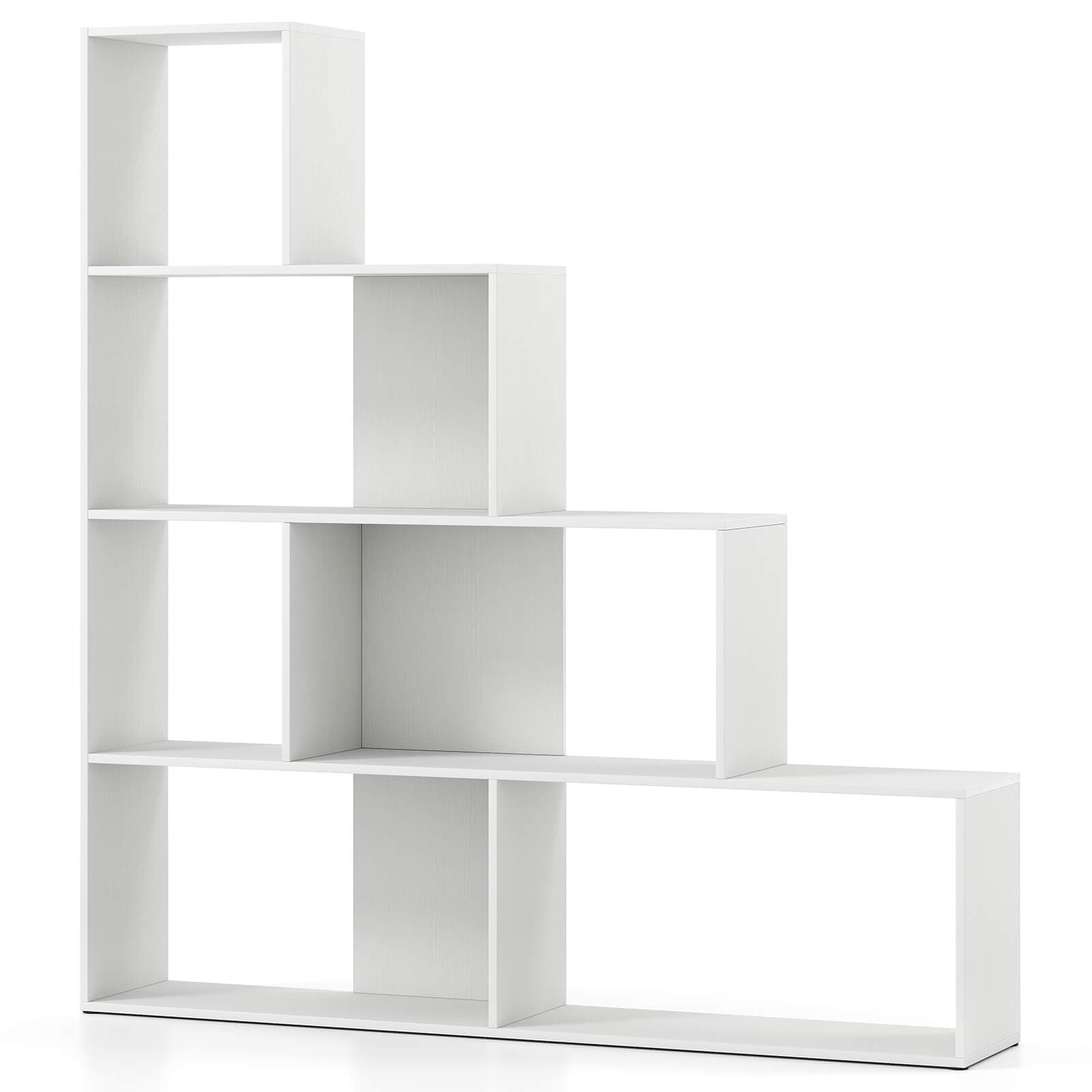 Costway 1/2 PCS 4-Tier Bookshelf with 6 Storage Cubes 64" Tall Modern