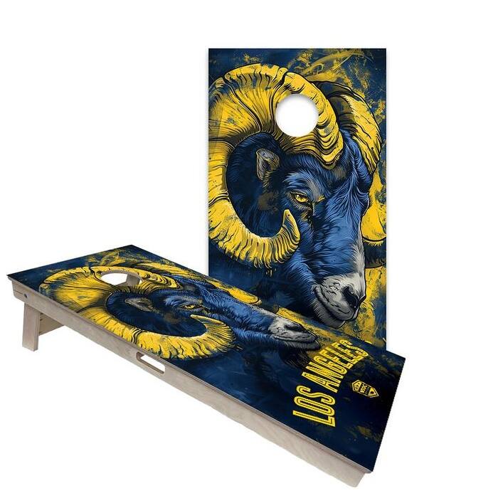 Los Angeles Rams Regulation 2x4 Cornhole Board Set - Premium - Include Case + LED Lights