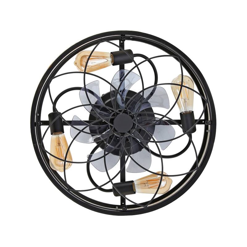20" Low Profile Fabric Farmhouse Bladeless Ceiling fan With Remote Control,Low Profile Modern Enclosed Ceiling Fans
