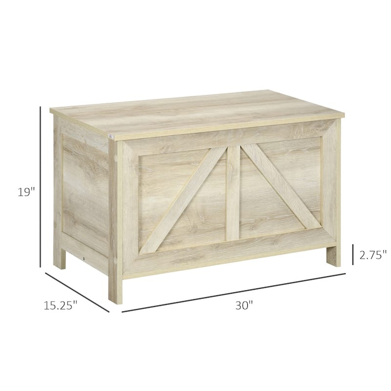 HOMCOM Farmhouse Storage Chest, Lift Top Toy Chest, Toy Box Organizer with Safety Hinge to Open Up 150°