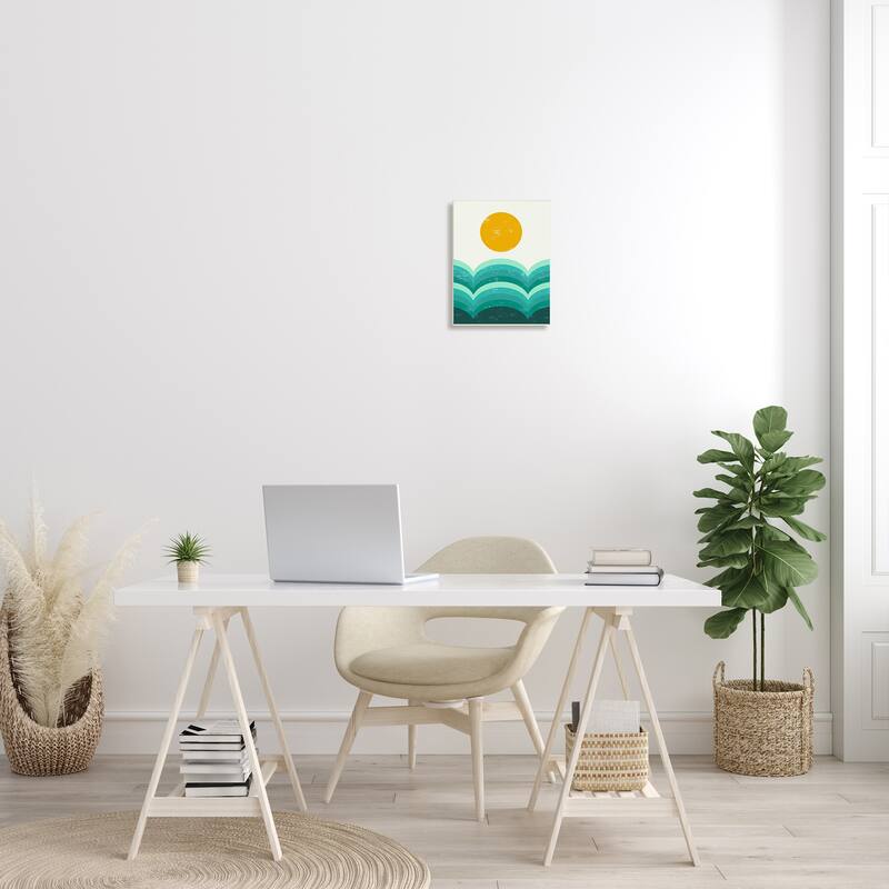 Stupell Sun Rising over Green Hills Abstract Geometric Arches Wood Wall Art