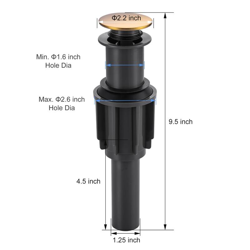 WOWOW Pop Up Drain without Overflow for Bathroom Faucet