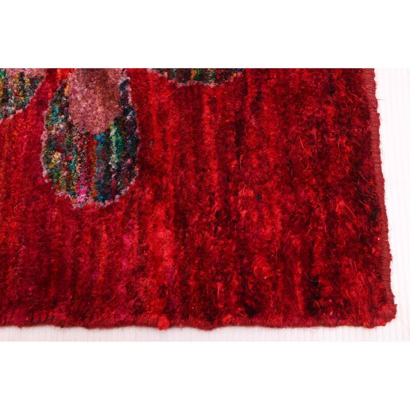 ECARPETGALLERY Hand-knotted Opulence Red Silk Rug - 4'1 x 5'10