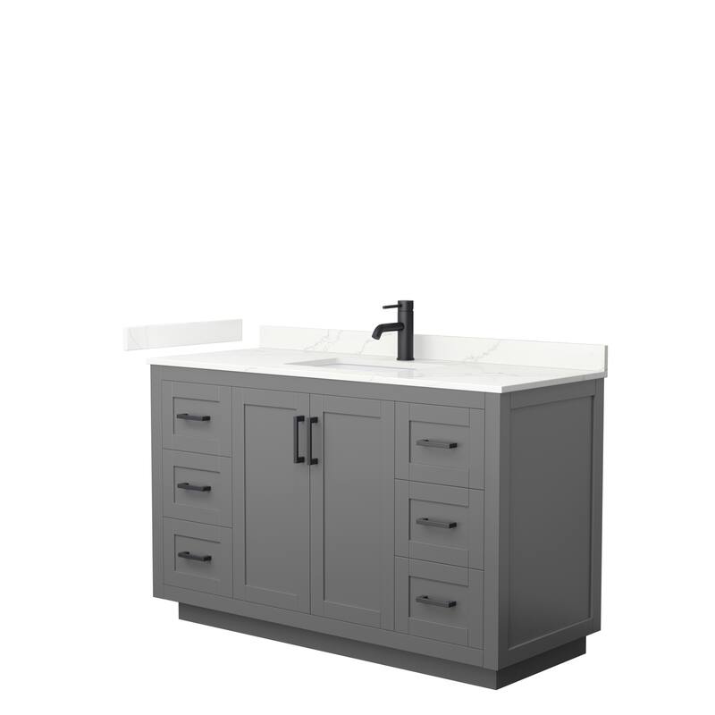 Miranda 54-inch Single Vanity, Quartz Top - Dark Gray, Black Trim, Giotto Quartz Top