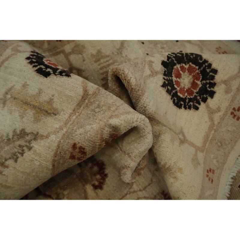 Hand Knotted Oriental 100% Wool Carpet Traditional Floral Red Peshawar Area Rug - 8' 6'' X 6' 6''