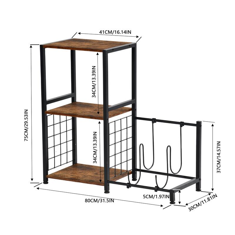 Homy Casa Record Player Stand with Media Shelves & Guitar Rack