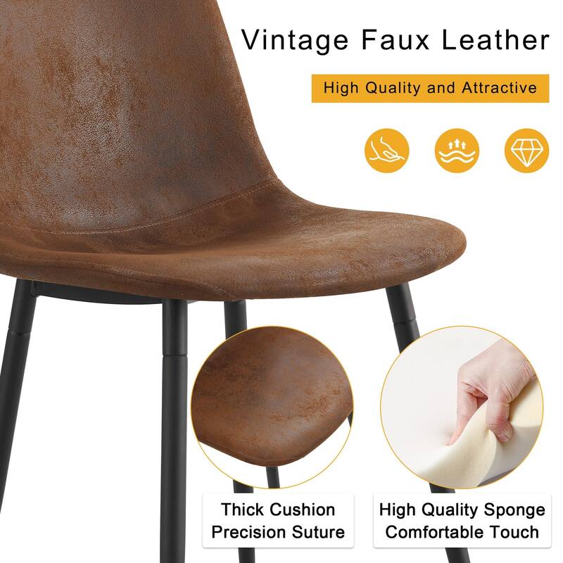 5-Piece Wooden Dining Table Set, Farmhouse Round Dining Table Set with 4 Fabric Dining Chairs for Kitchens, Small Spaces