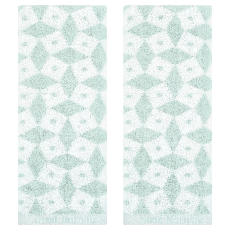 Geometric Pattern Hand Towels, Cotton Soft Absorbent Bathroom Towel for Hand Drying and Face Washing