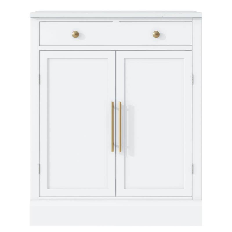 Anmytek White Freestanding Kitchen Pantry Cabinet, Buffet Coffee Bar Storage with Drawer Shelves for Dining