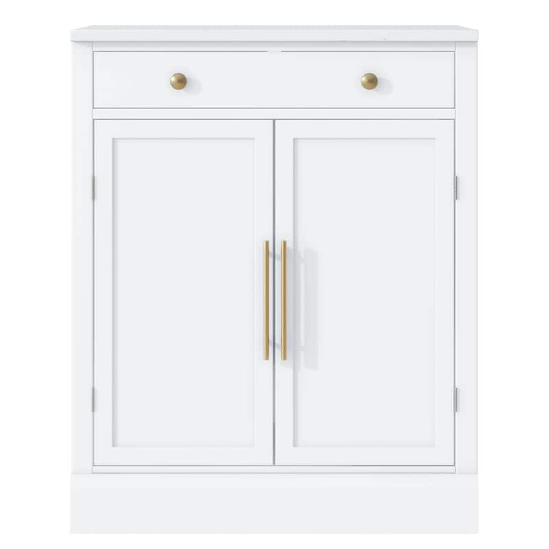 Roomfitters Modern Freestanding Kitchen Pantry, Buffet and Coffee Bar Cabinet, Set of 2, White