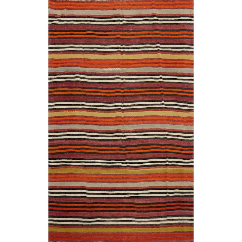 Hand Woven Oriental 100% Wool Carpet Southwestern Geometric Multi-Colored Kilim Area Rug - 7' 0'' X 4' 10''