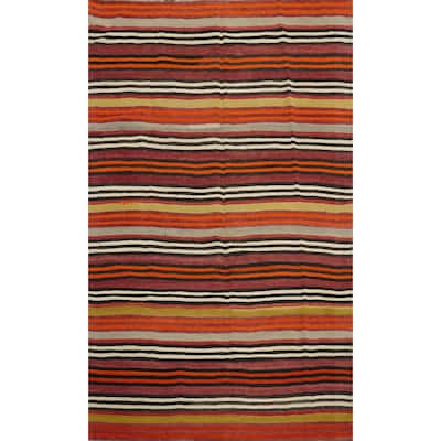 Hand Woven Oriental 100% Wool Carpet Southwestern Geometric Multi-Colored Kilim Area Rug - 7' 0'' X 4' 10''