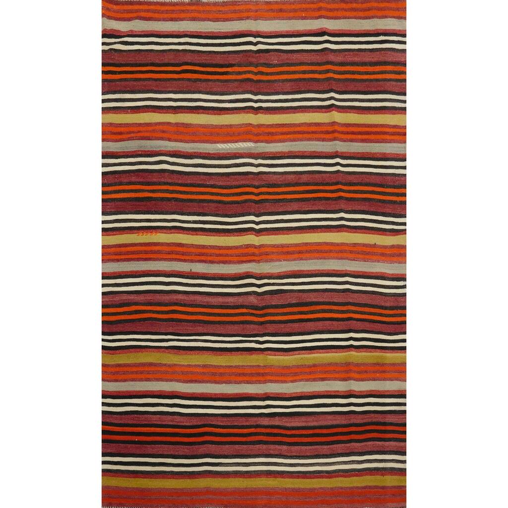 Hand Woven Oriental 100% Wool Carpet Southwestern Geometric Multi-Colored Kilim Area Rug - 7' 0'' X 4' 10''