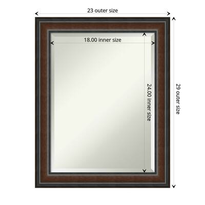 Beveled Wood Bathroom Wall Mirror - Cyprus Walnut Frame