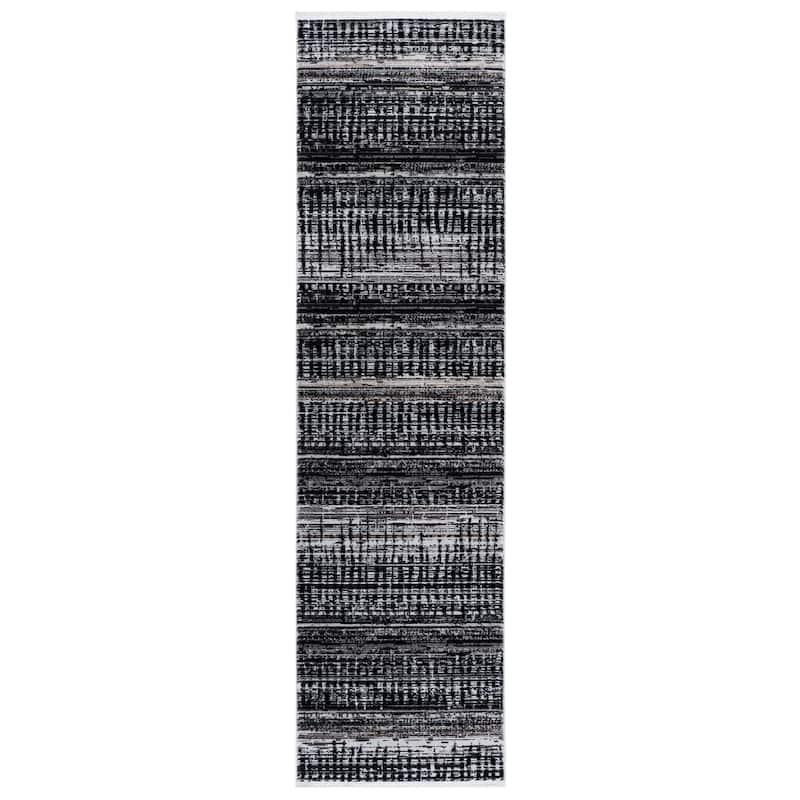 SAFAVIEH Mila Izola Modern & Contemporary Rug - 2'2" x 8' Runner - Black/Beige Ivory