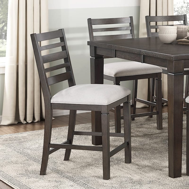 Dark Espresso Finish Counter Height Dining Furniture Set Extendable Table Upholstered Bench Chairs - 7pc Set