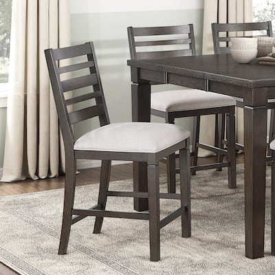 Set of Counter Height Chairs Dark Espresso Finish Durable Wood Dining Kitchen Furniture