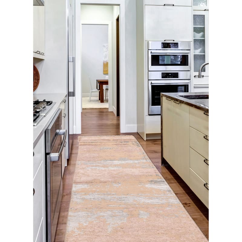 ECARPETGALLERY Hand-knotted Legacy Beige, Brown Silk, Wool Rug - 2'6 x 14'2