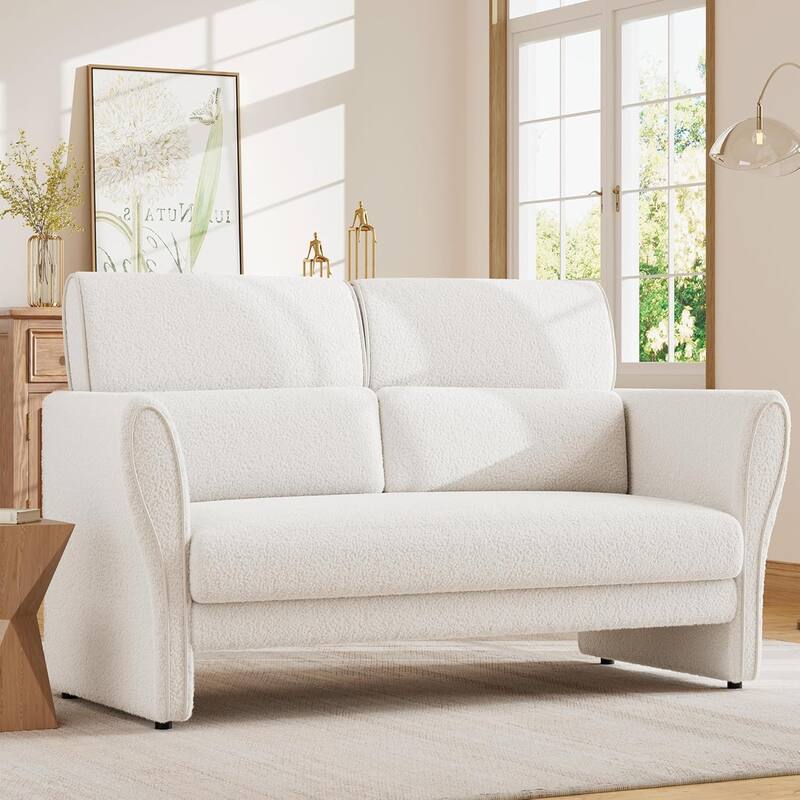 Sofa, Modern Boucle Accent Chair, Plush Upholstered Armchair, Comfortable Lounge Chair - Beige-2 SEAT