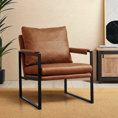 Subrtex PU leather Upholstered Accent Chair with Metal Frame Armchair