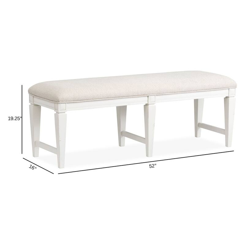 Magnussen Home Willowbrook Egg Shell White Upholstered Bench - 52''W x 16''D x 19.25''H