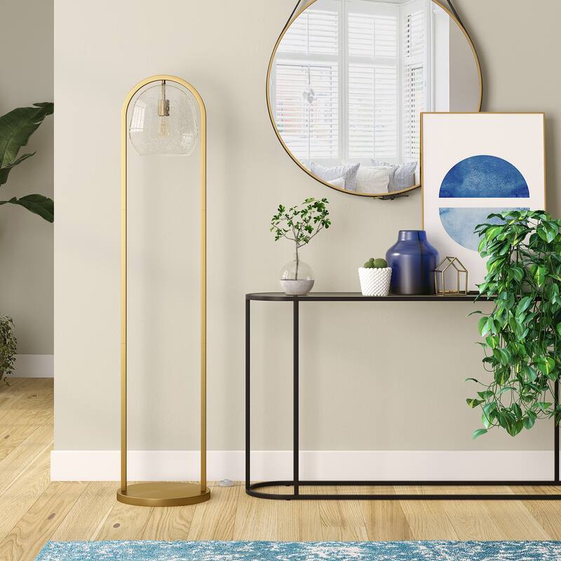 Sydney 64" Floor Lamp with Seeded Glass Shade - Brushed Brass