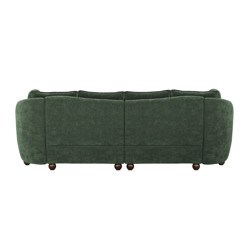 90.6" Chenille Upholstered Sofa with 6 Pillows, Modern 3-Seater Sofa Couch for Living Room Bedroom Apartment, White