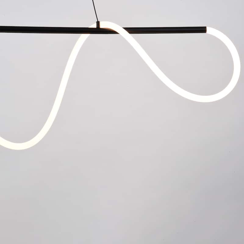 Bowman 1L LED Matte Black Contemporary Linear Chandelier Island Pendant Light Fixture - 57.5-in W x 14.5-in H x 4.5-in D