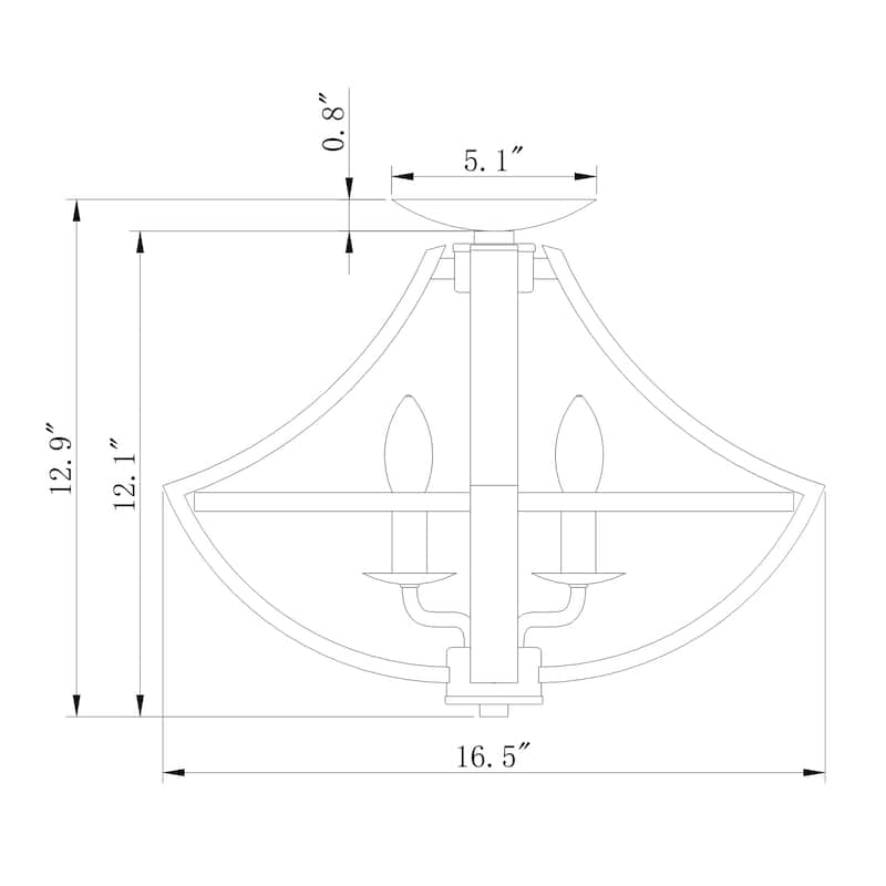 Ricky Matte Black 4-Light Metal Open Cage Semi-Flush Mount