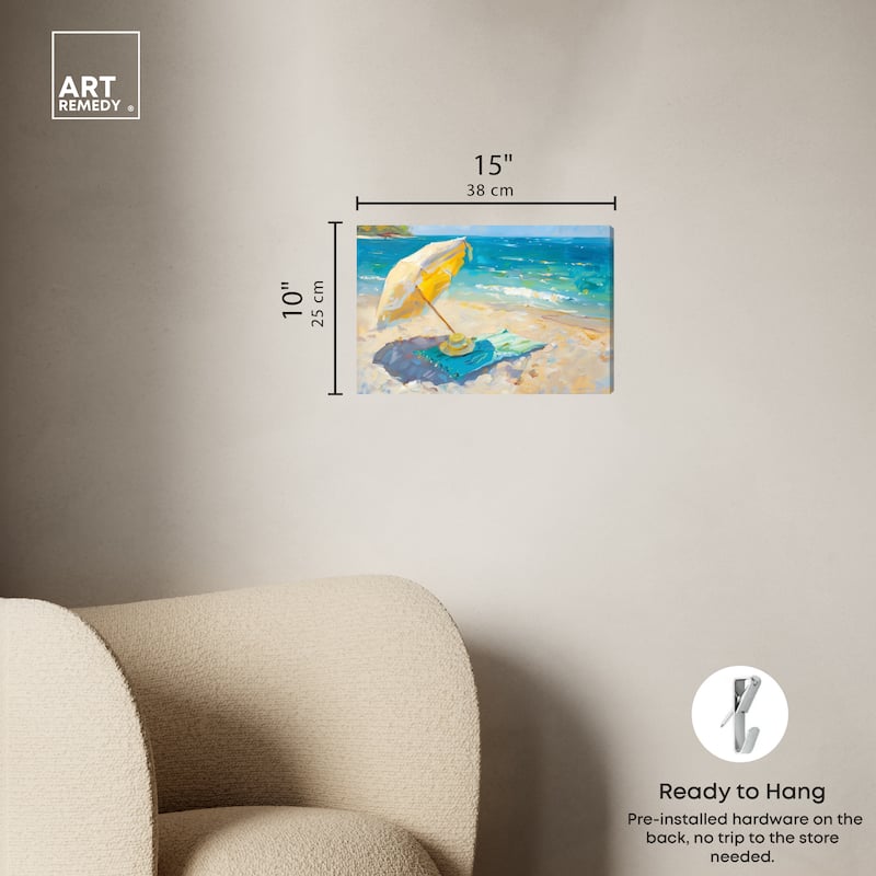 Art Remedy Morning Beach View Gallery Wrapped Colorful Coastal 1 Piece Canvas Wall Art