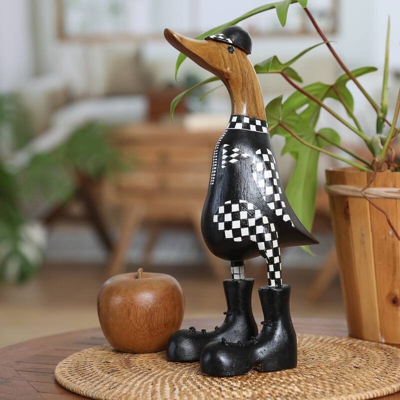 Novica Handmade Racing Duck Bamboo Root And Teak Wood Figurine
