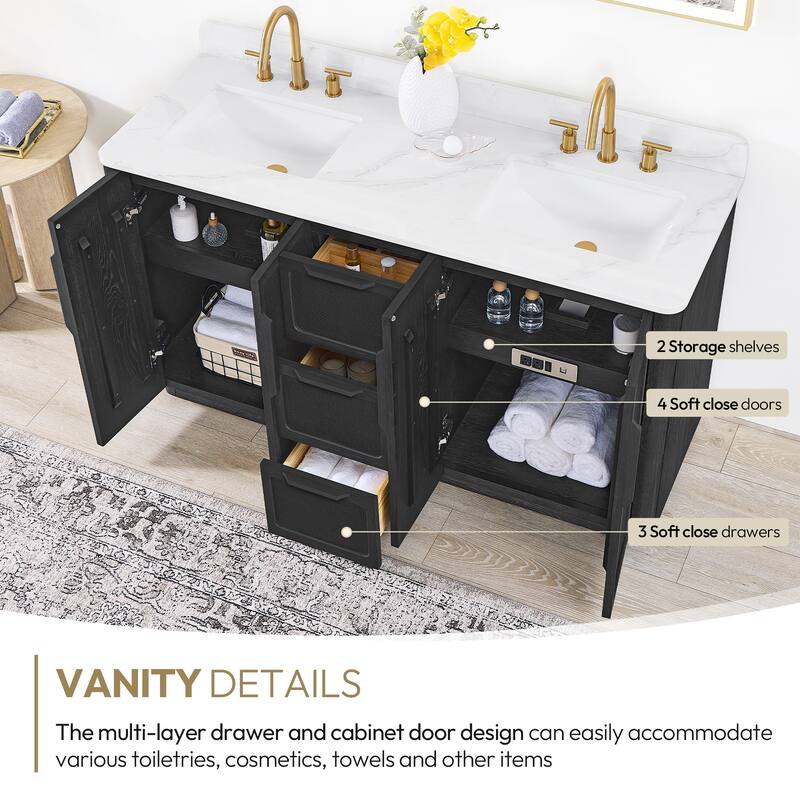 Busan Bath Vanity with White Quartz Stone Top without Mirror