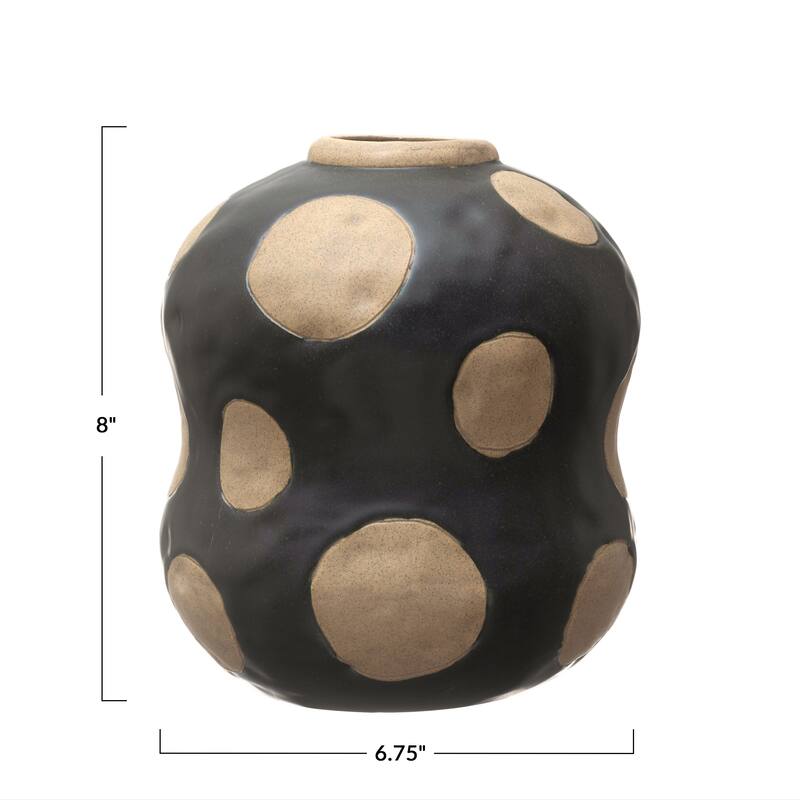 Stoneware Vase with Wax Relief Dots