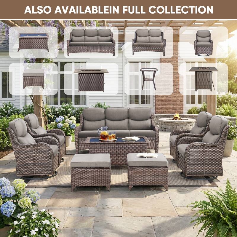 Pocassy Outdoor Patio Loveseat All-Weather Wicker Loveseat with Cushions