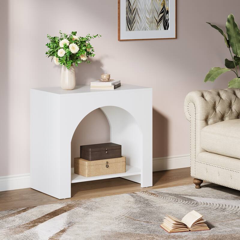 Farmhouse End Table for Living Room Large Side Table with Storage Sofa Table