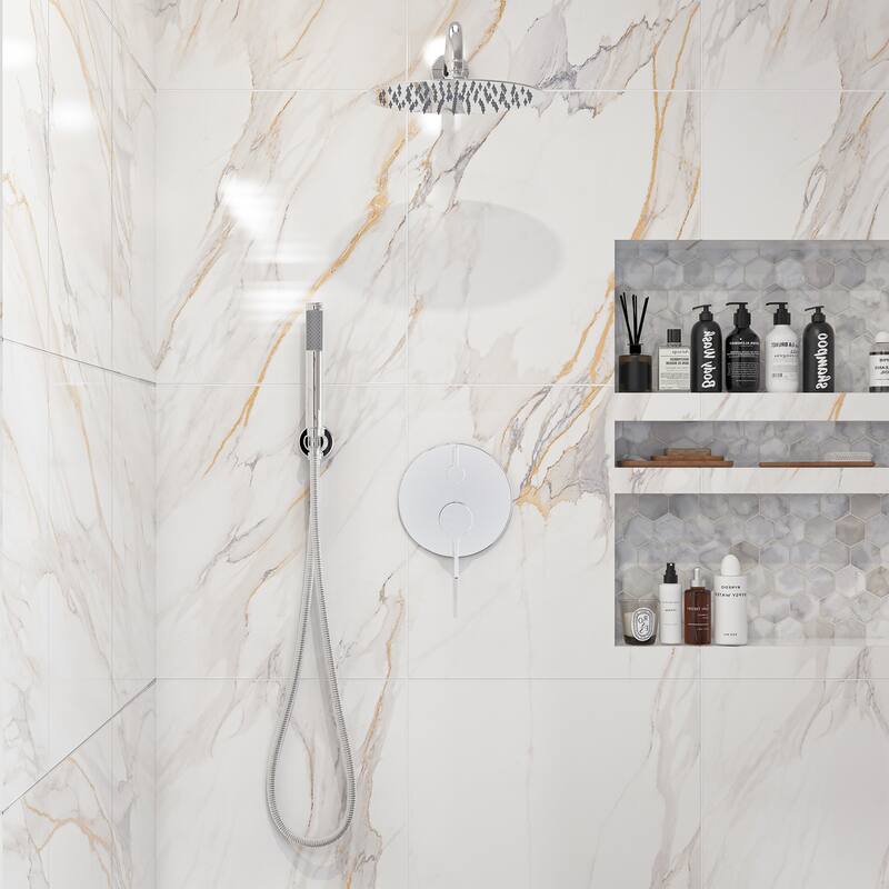 2-Spray 10-in Wall Mounted Fixed and Handheld Shower Head Set