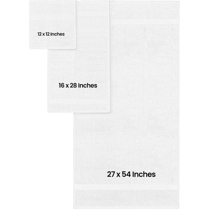 Superior Absorbent Zero Twist Cotton Bath Towel | 8Piece Set | 600 GSM | 4 Washcloths, 2 Hand Towels, 2 Bath Towels 27''X54''