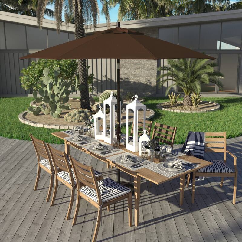 California Umbrella 9' Rd. Aluminum Patio Umbrella, Deluxe Crank Lift with Collar Tilt, Bronze Frame Finish, Pacifica Fabric - Mocha
