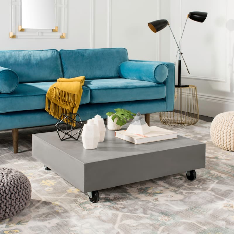 SAFAVIEH Outdoor Living Gargon Modern Concrete Coffee Table - 32"W x 32"D x 10"H